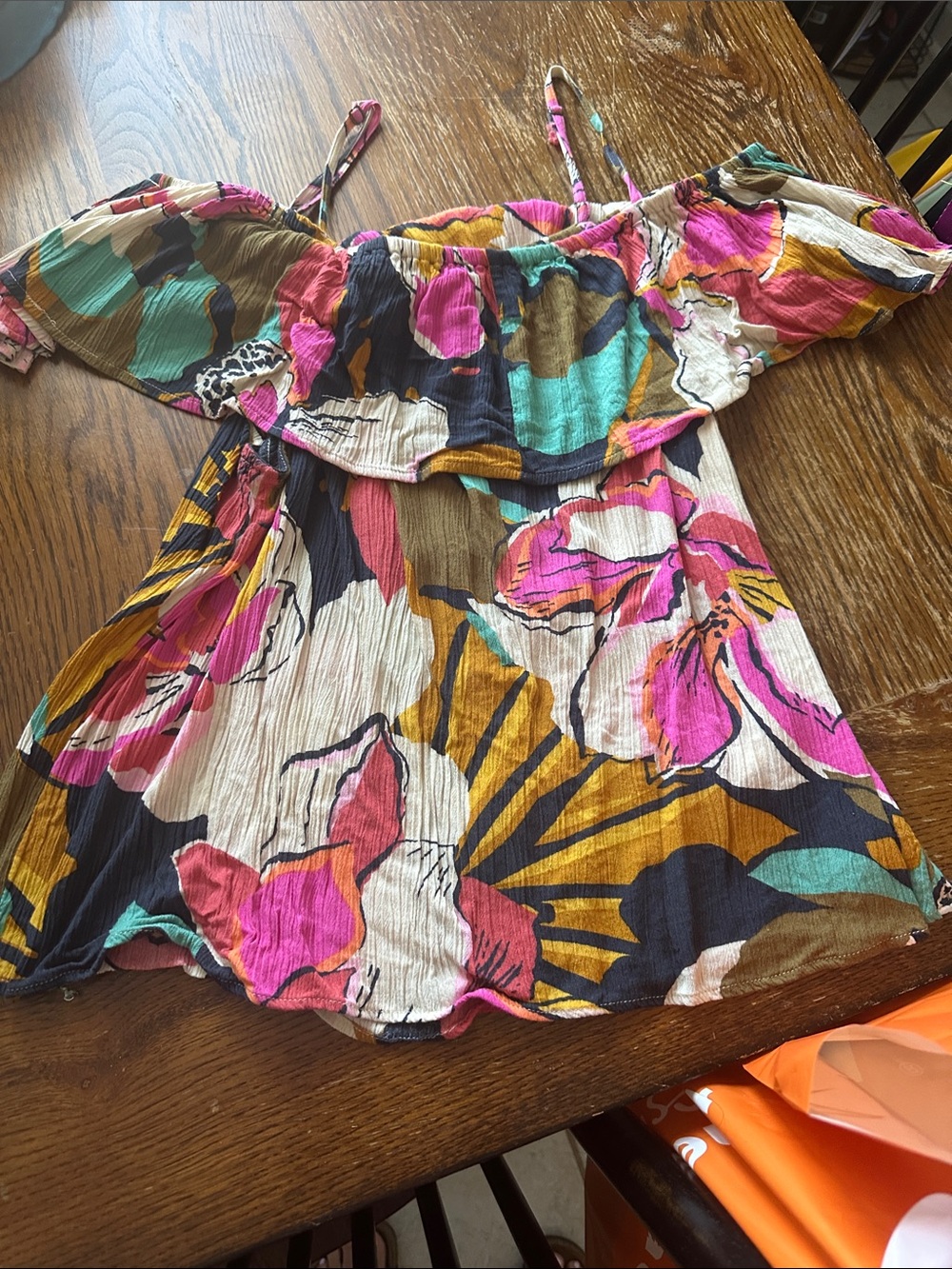 Floral Off-Shoulder Dress - Pink Multi